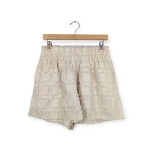 H&M Beige Fringe Pattern Pull On Shorts Size 10